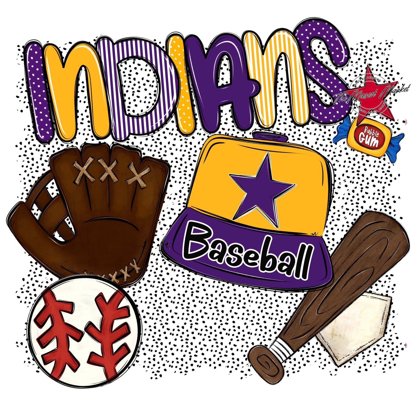 Indians Baseball Spirit-Purple & Yellow