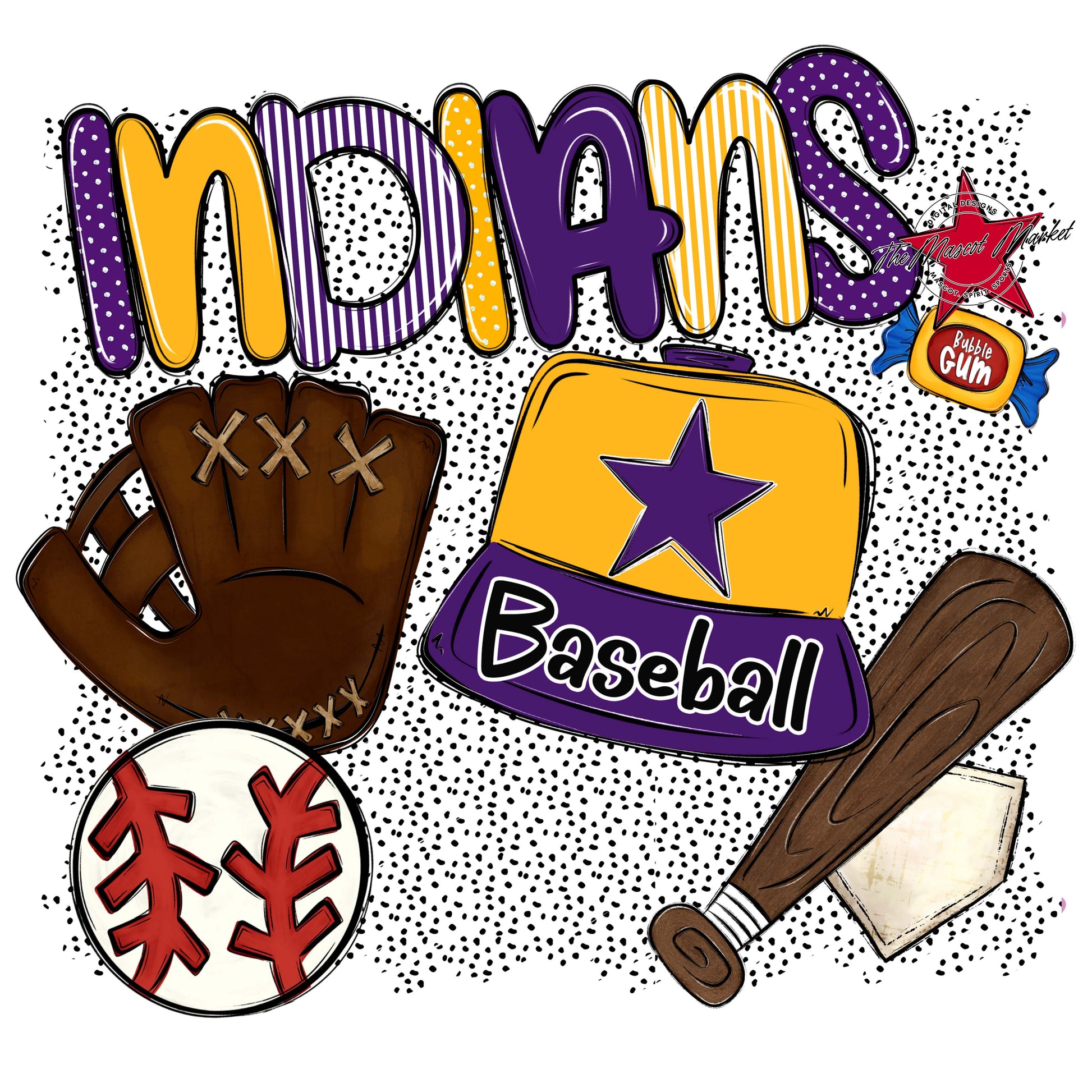 Indians Baseball Spirit-Purple & Yellow