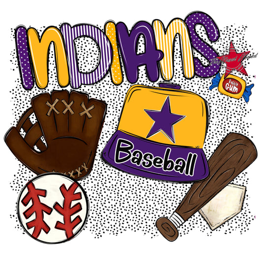 Indians Baseball Spirit-Purple & Yellow