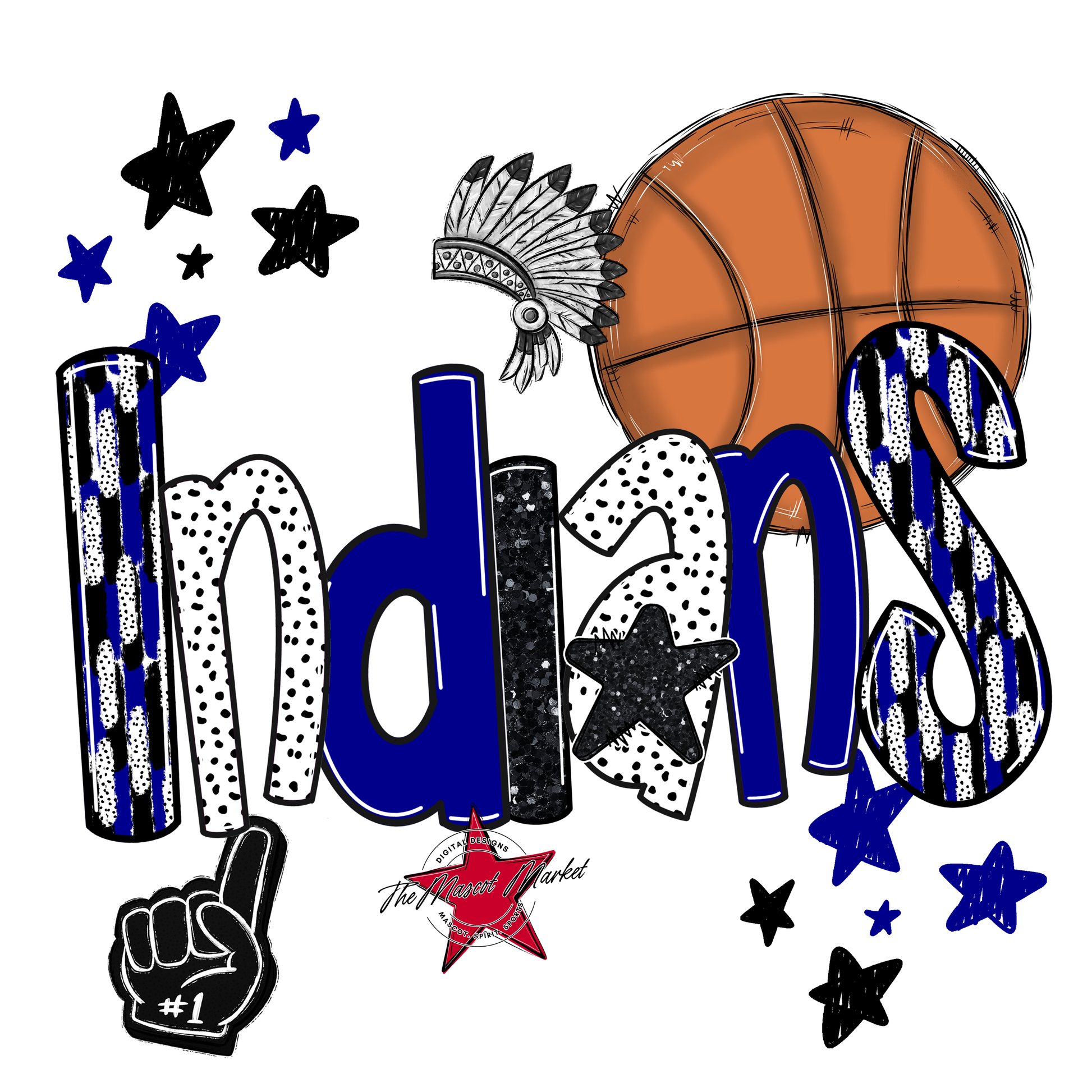 Indians Basketball Scrape-Blue