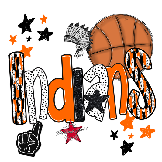 Indians Basketball Scrape-Orange