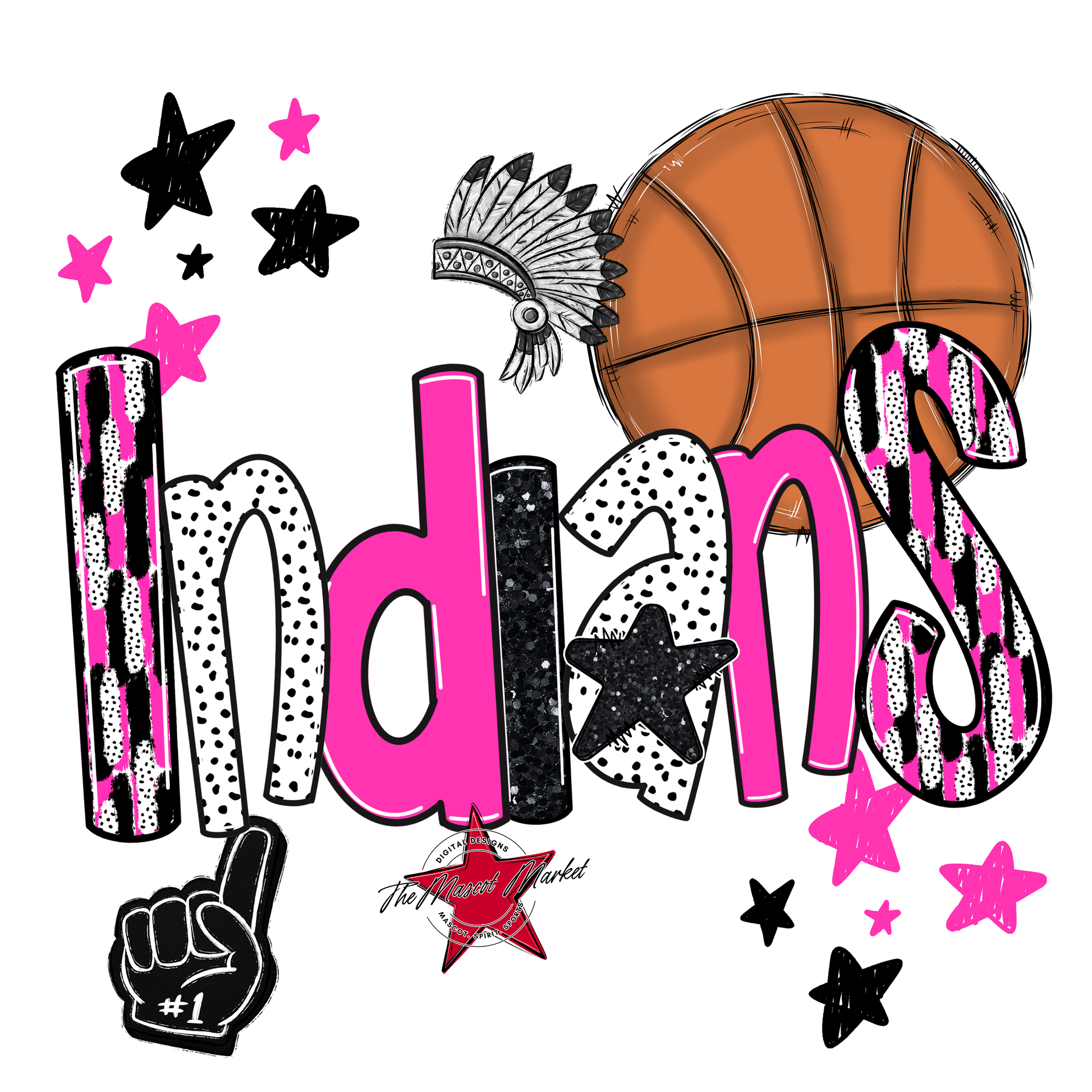 Indians Basketball Scrape-Pink