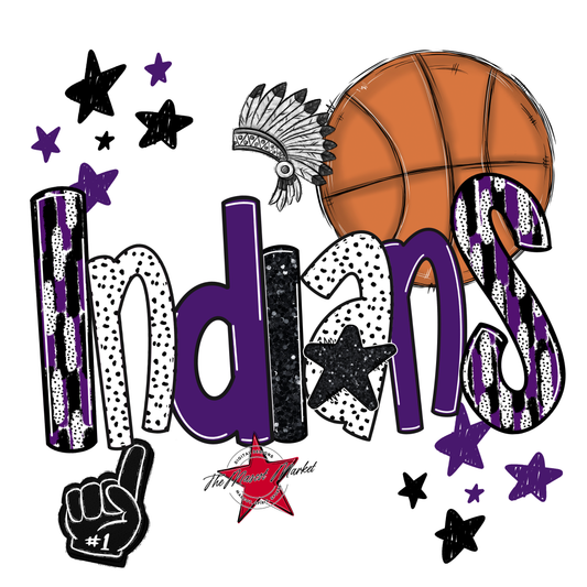 Indians Basketball Scrape-Purple