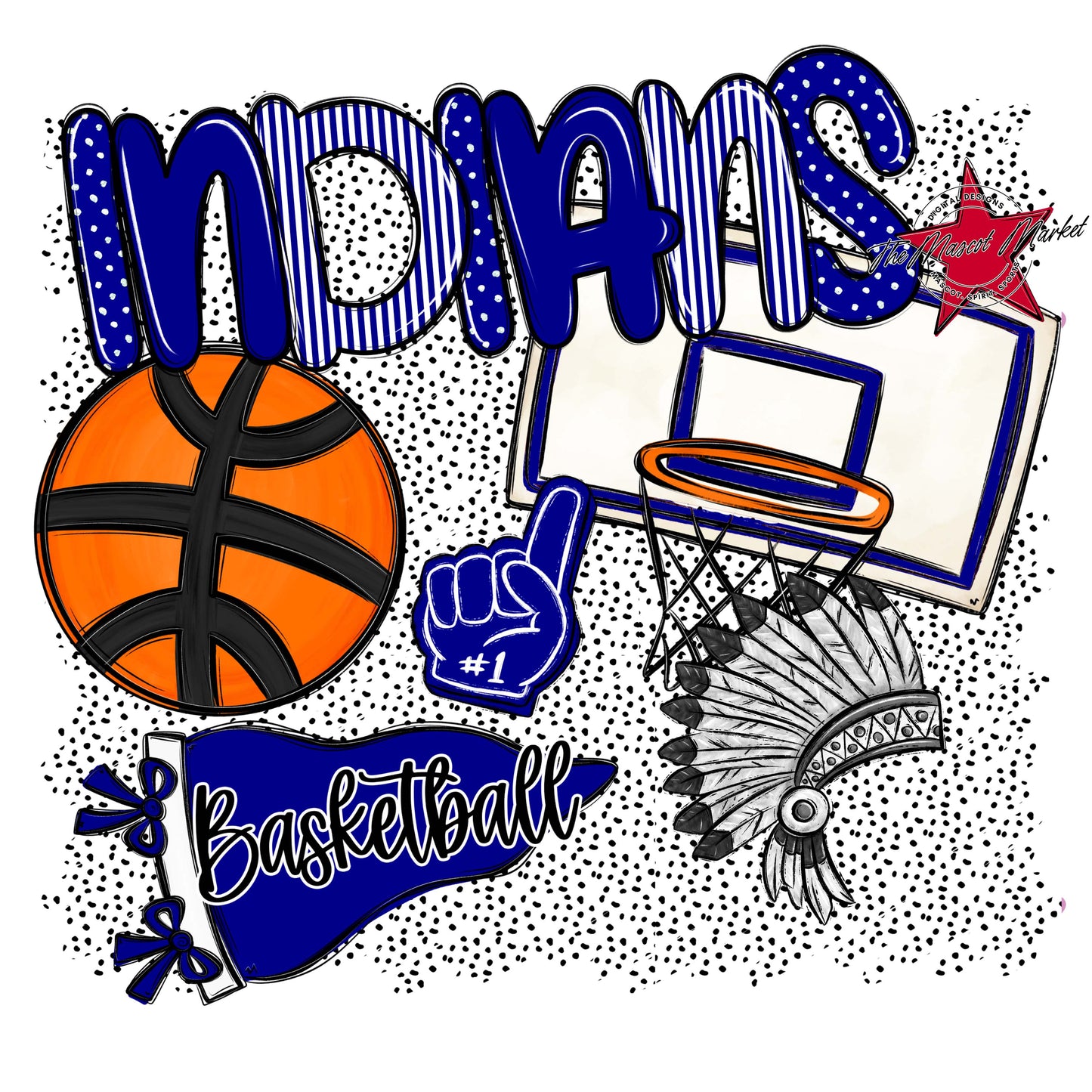 Indians Basketball Spirit-Blue