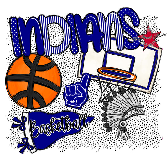 Indians Basketball Spirit-Blue