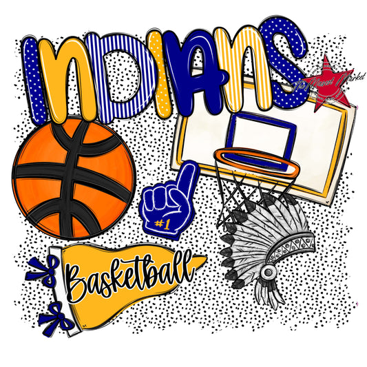 Indians Basketball Spirit-Blue & Yellow