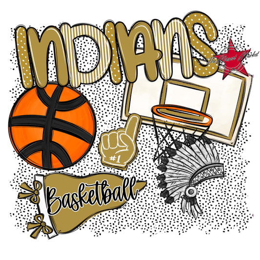 Indians Basketball Spirit-Gold