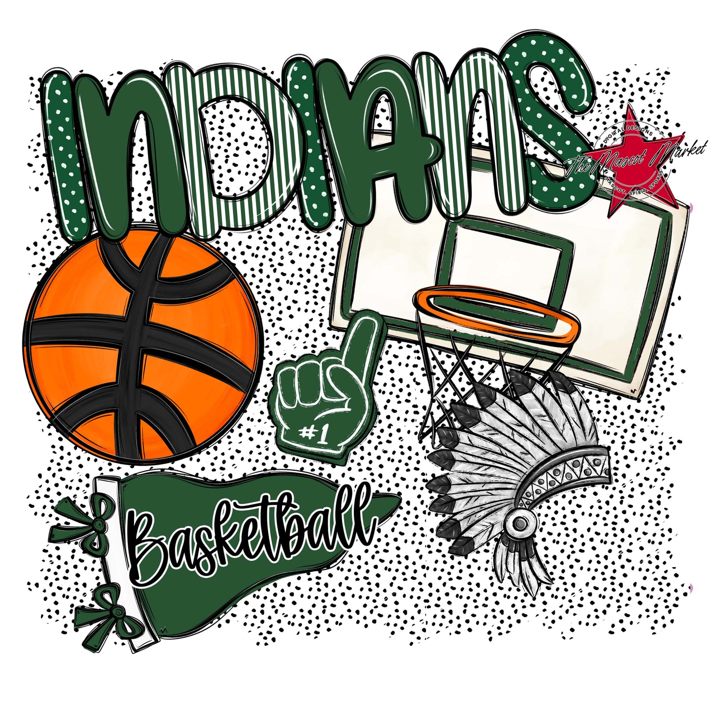 Indians Basketball Spirit-Green