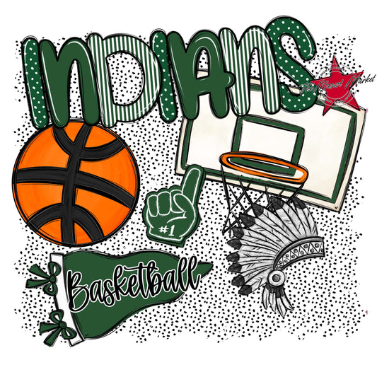 Indians Basketball Spirit-Green