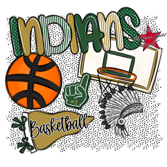 Indians Basketball Spirit-Green & Gold
