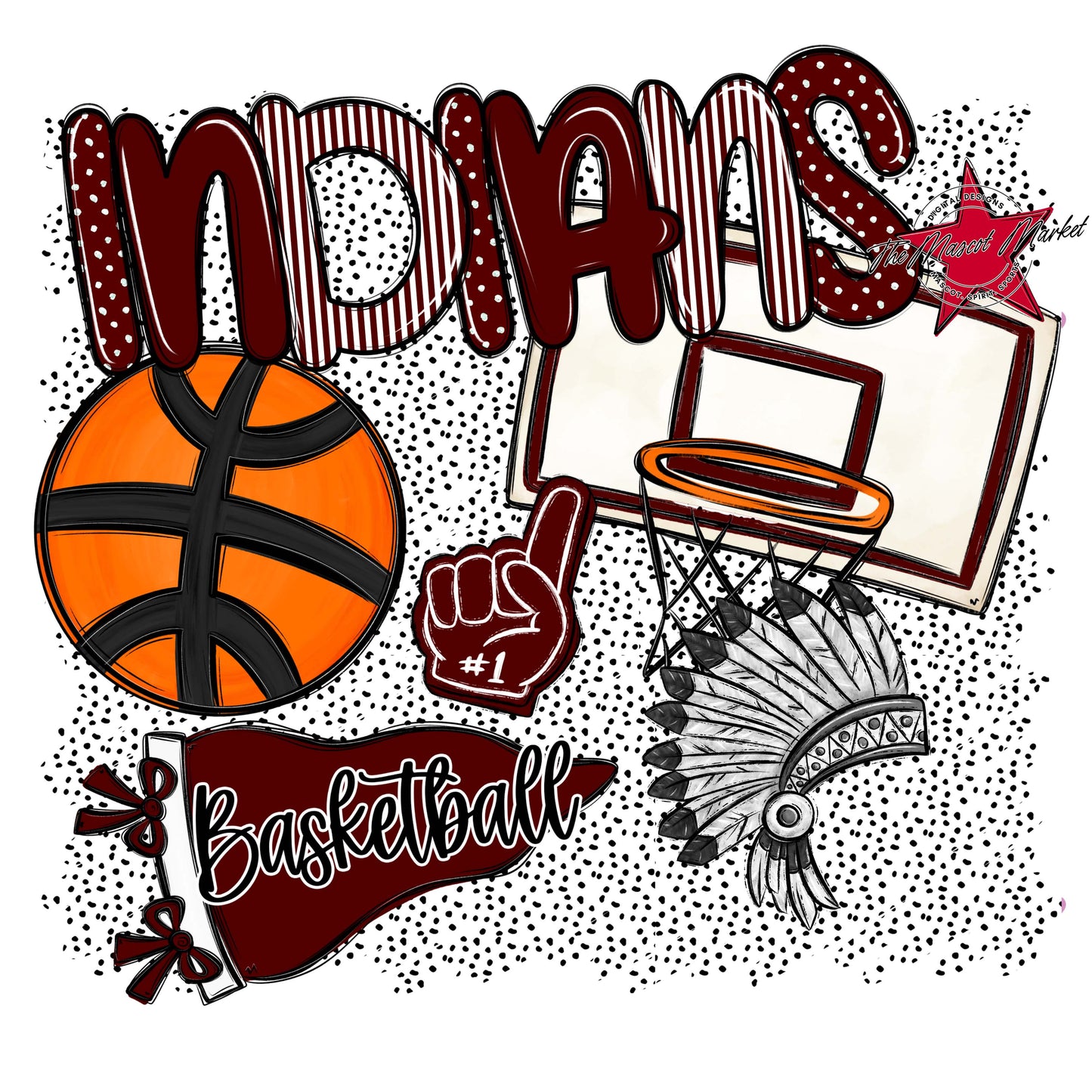 Indians Basketball Spirit-Maroon