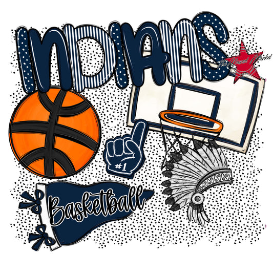 Indians Basketball Spirit-Navy