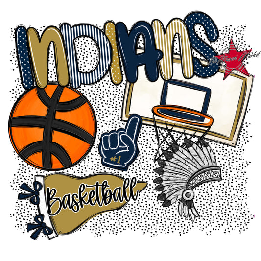 Indians Basketball Spirit-Navy & Gold