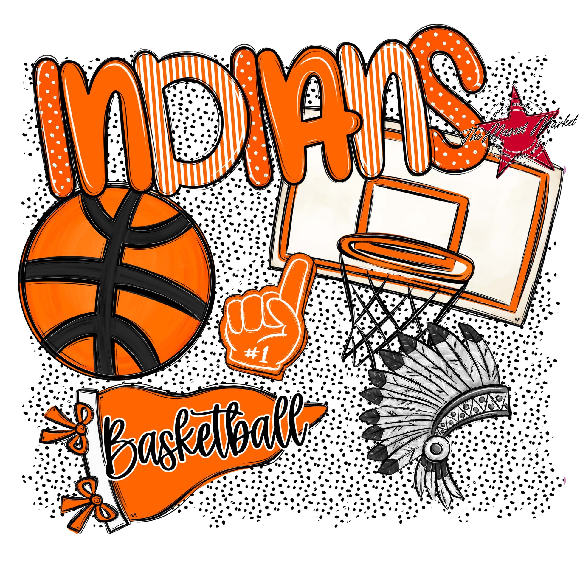 Indians Basketball Spirit-Orange