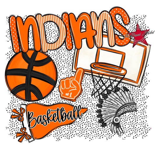 Indians Basketball Spirit-Orange