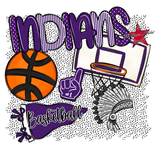 Indians Basketball Spirit-Purple