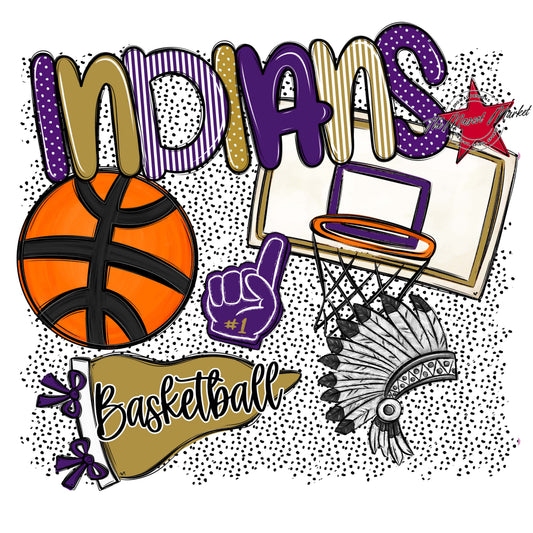 Indians Basketball Spirit-Purple & Gold