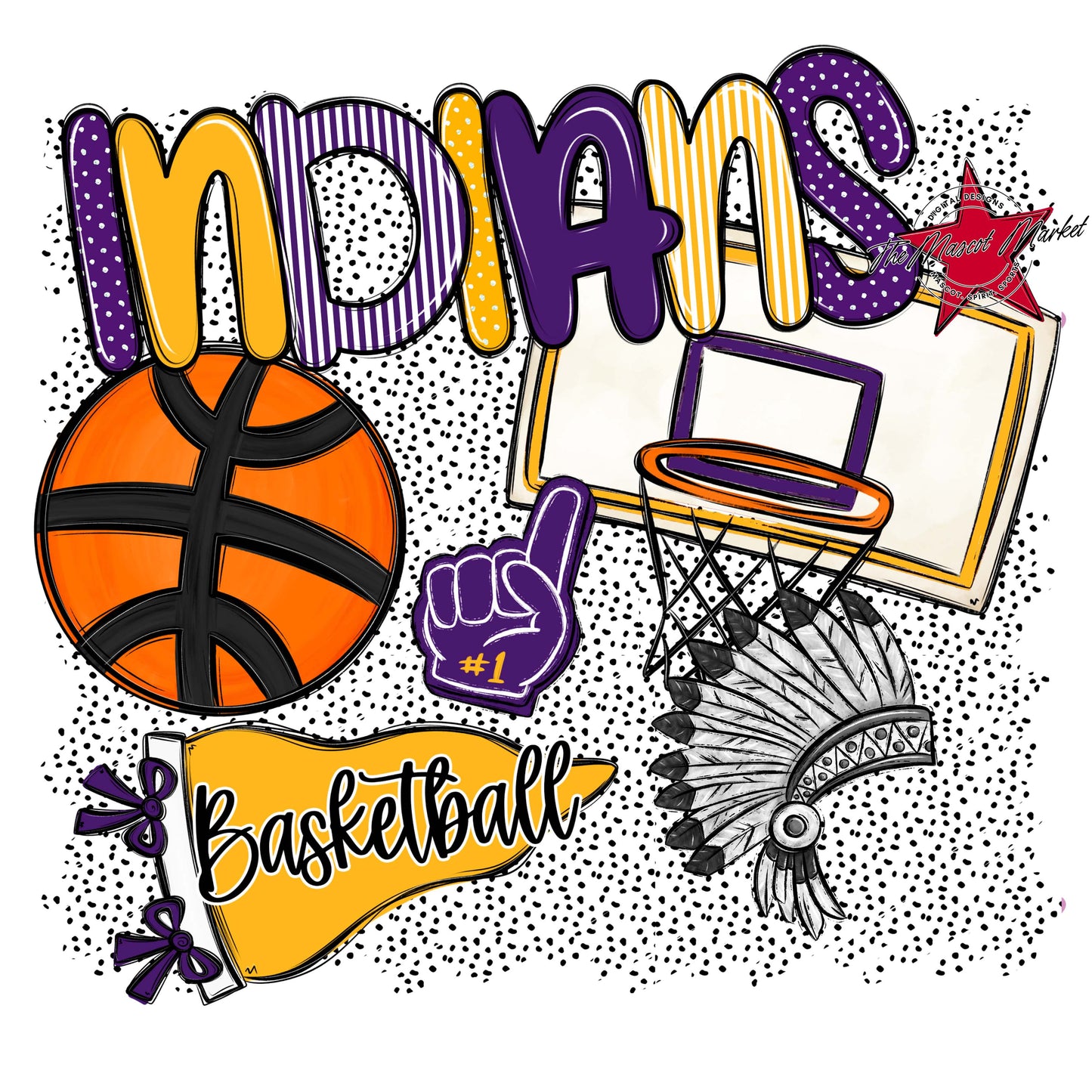 Indians Basketball Spirit-Purple & Yellow
