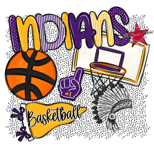 Indians Basketball Spirit-Purple & Yellow