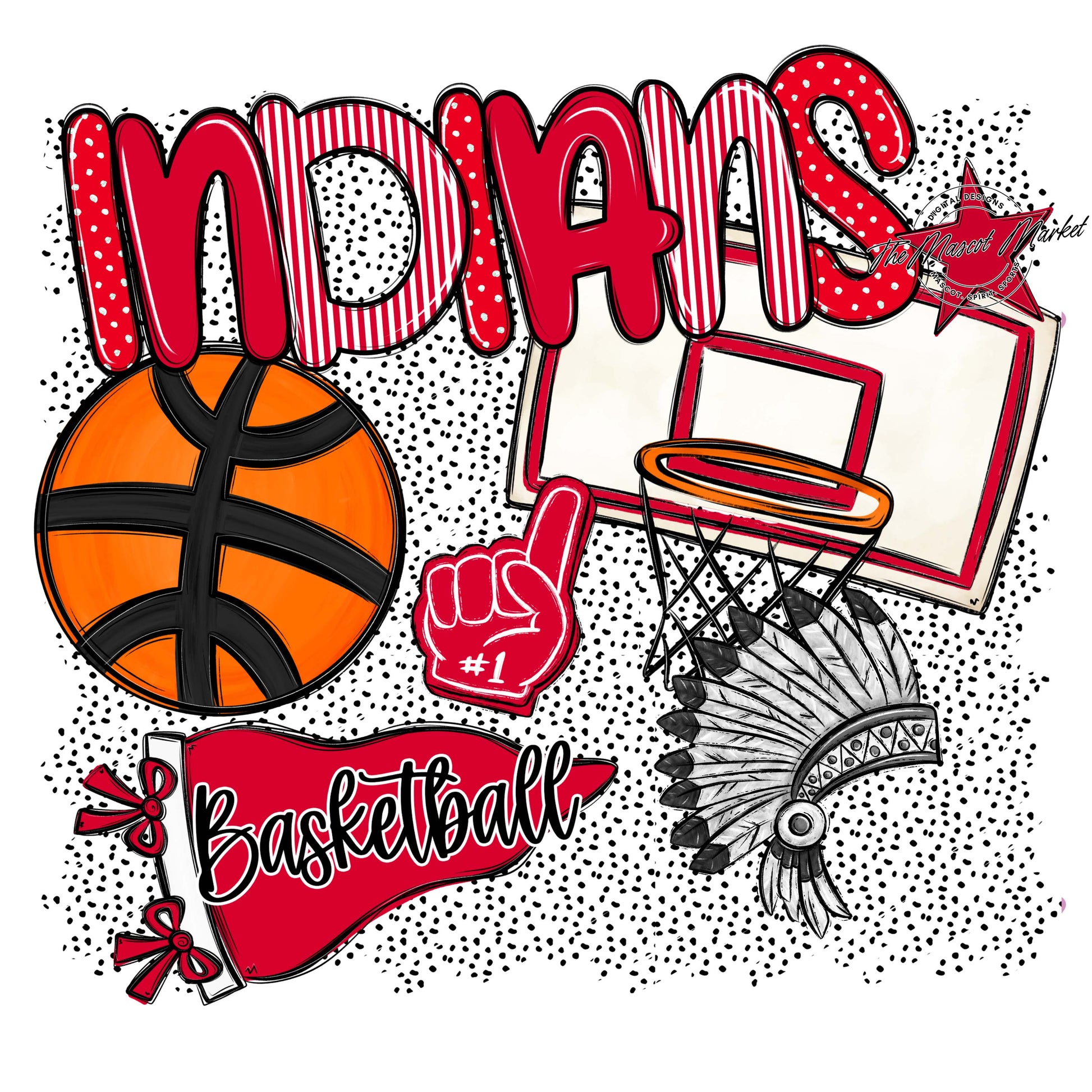 Indians Basketball Spirit-Red