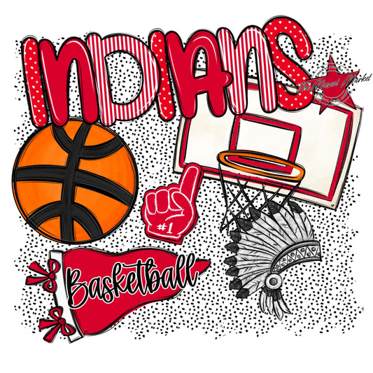 Indians Basketball Spirit-Red