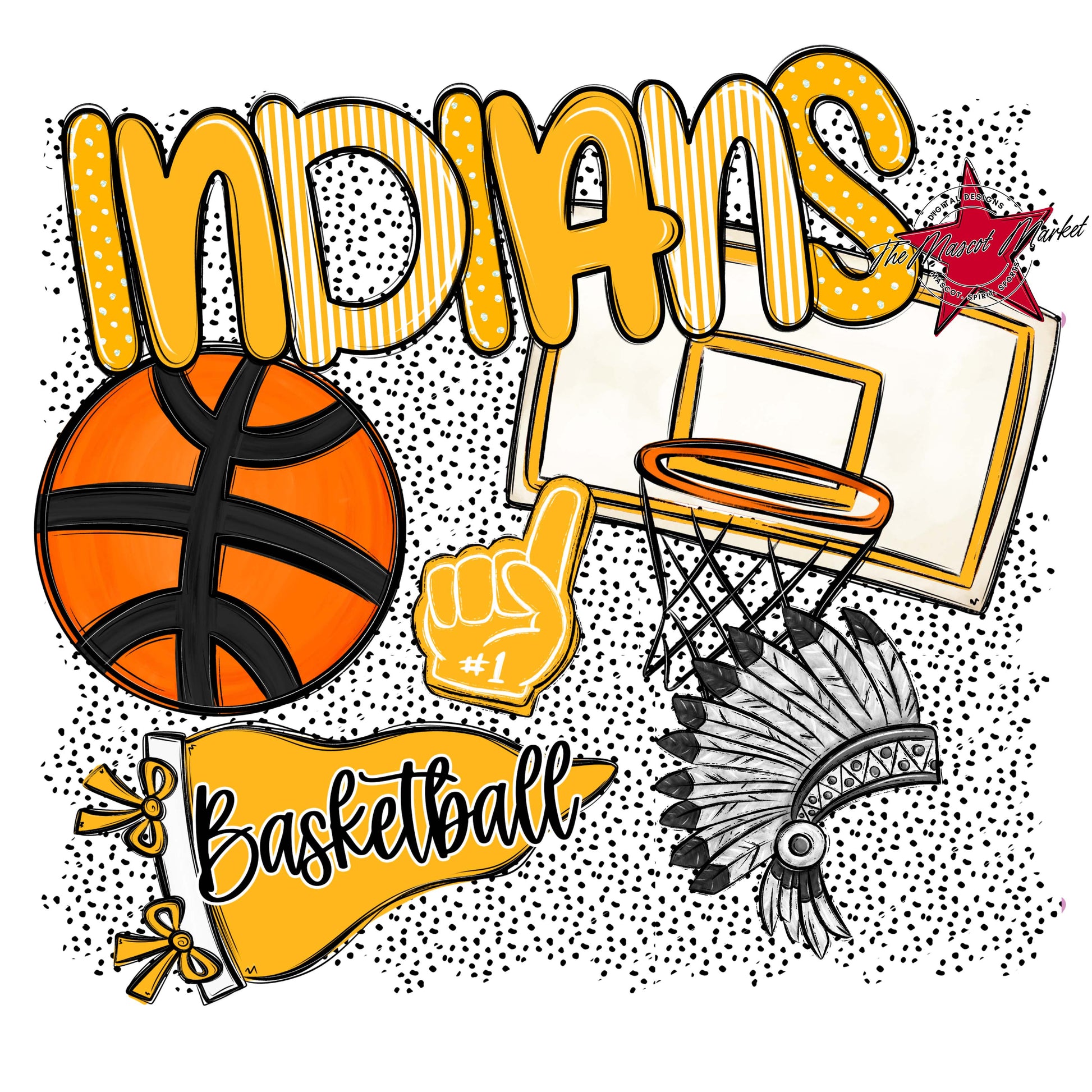 Indians Basketball Spirit-Yellow