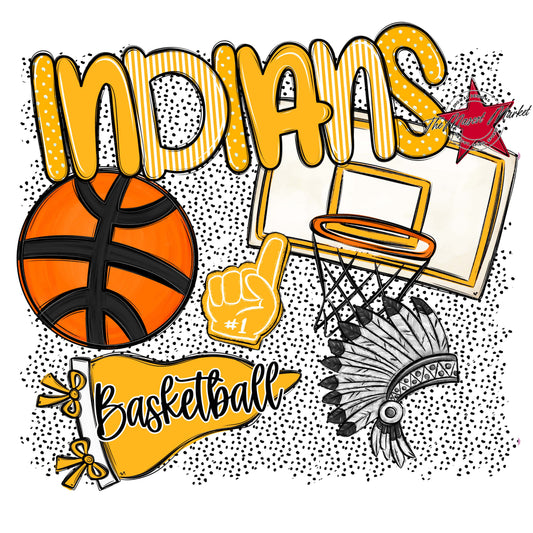 Indians Basketball Spirit-Yellow