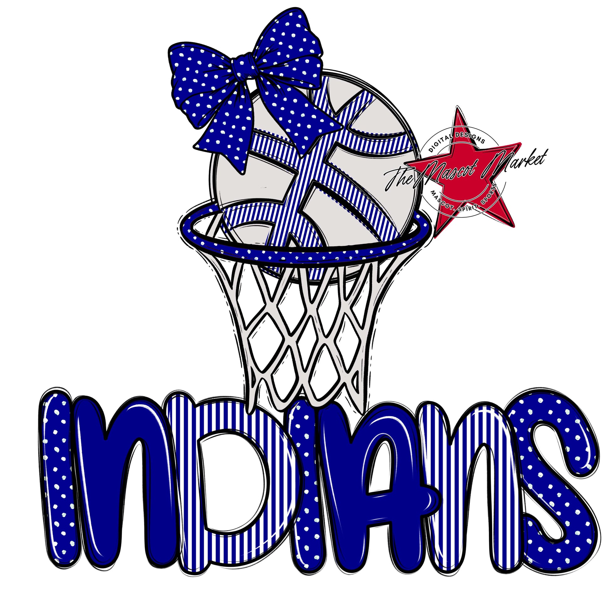 Indians Basketball Spirit Design-Blue