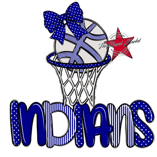 Indians Basketball Spirit Design-Blue