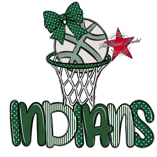 Indians Basketball Spirit Design-Green