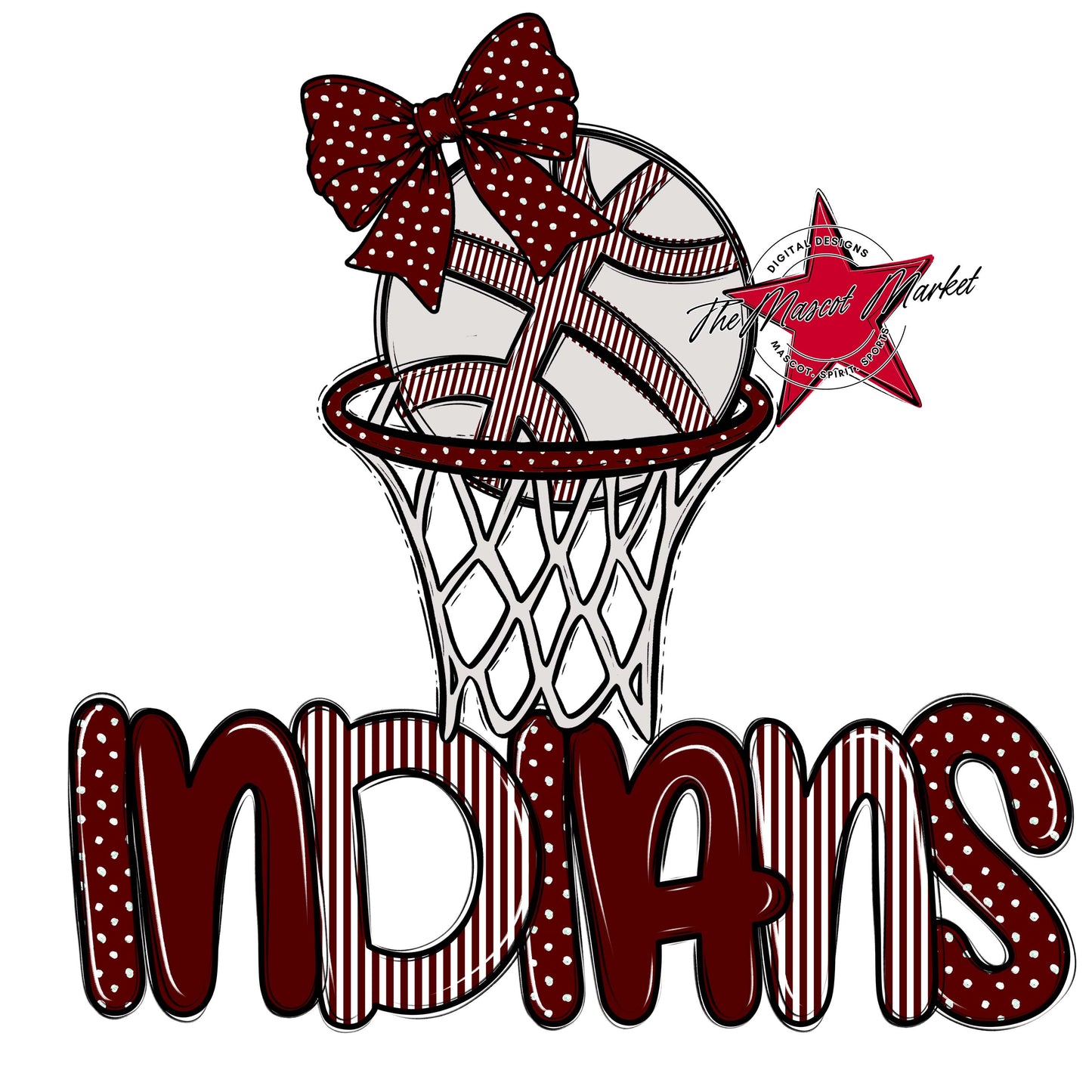 Indians Basketball Spirit Design-Maroon