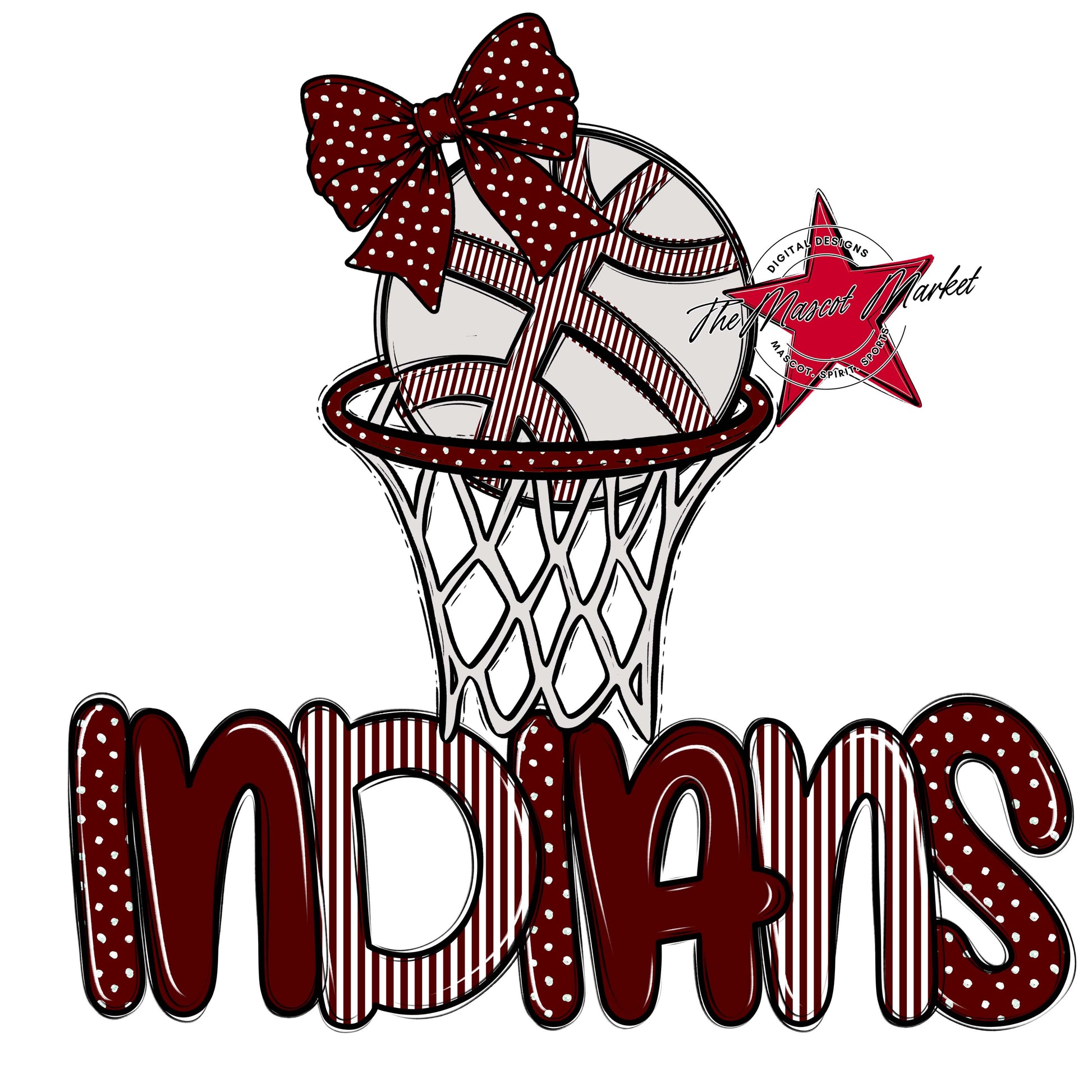 Indians Basketball Spirit Design-Maroon