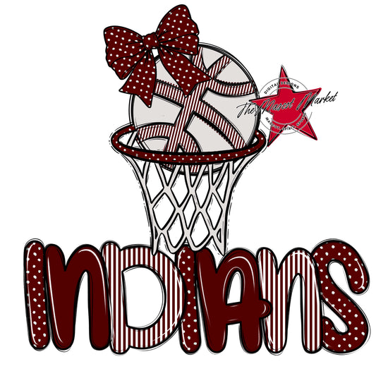 Indians Basketball Spirit Design-Maroon