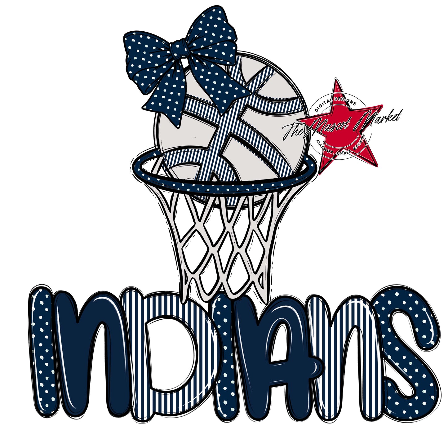 Indians Basketball Spirit Design-Navy