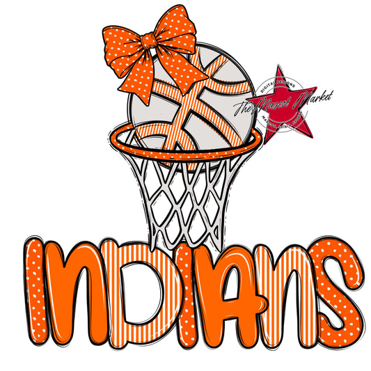 Indians Basketball Spirit Design-Orange