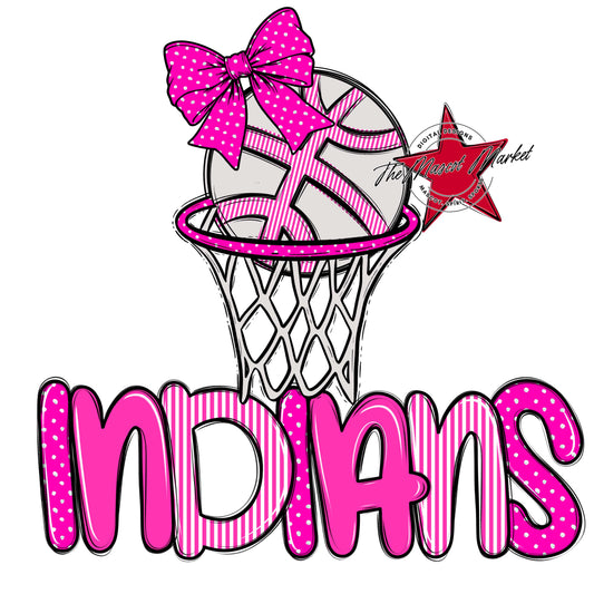 Indians Basketball Spirit Design-Pink