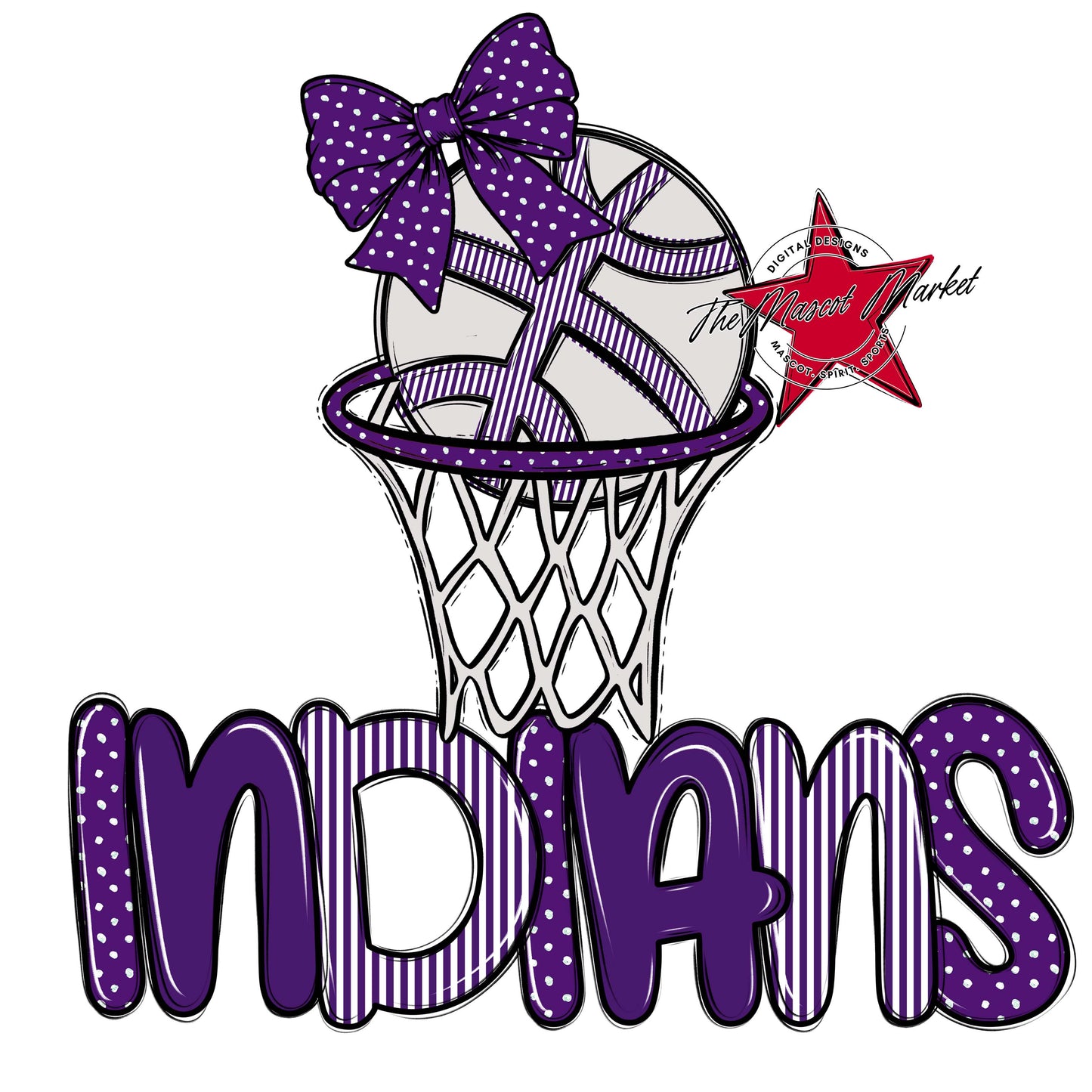Indians Basketball Spirit Design-Purple