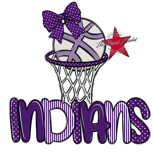 Indians Basketball Spirit Design-Purple