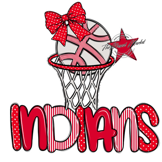 Indians Basketball Spirit Design-Red