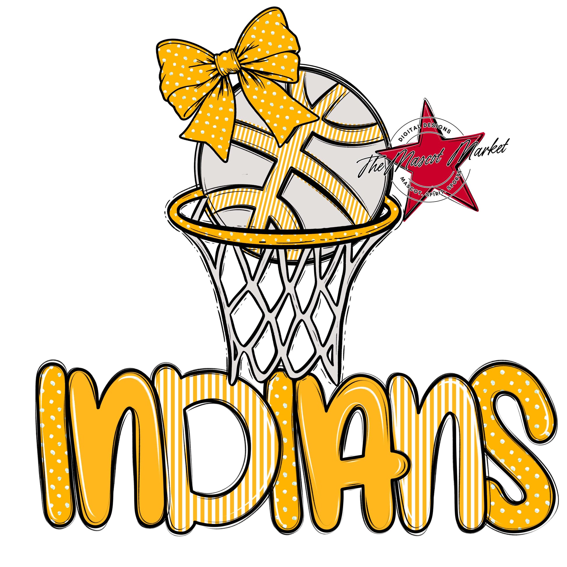 Indians Basketball Spirit Design-Yellow