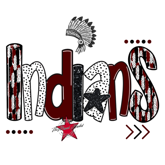 Indians Brushstroke Alpha w Arrows-Maroon
