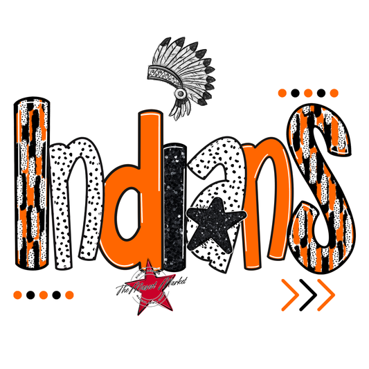 Indians Brushstroke Alpha w Arrows-Orange