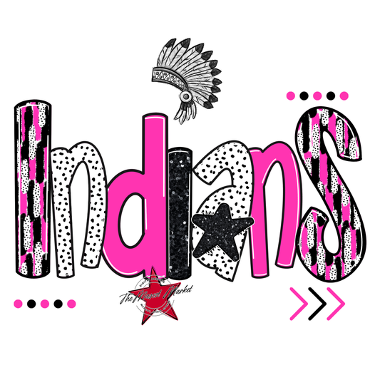 Indians Brushstroke Alpha w Arrows-Pink