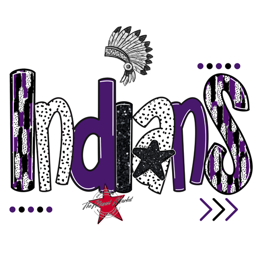 Indians Brushstroke Alpha w Arrows-Purple