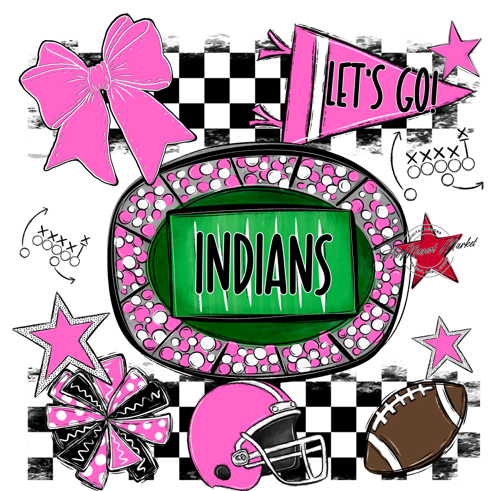 Indians Checkers Spirit Design-Baby Pink