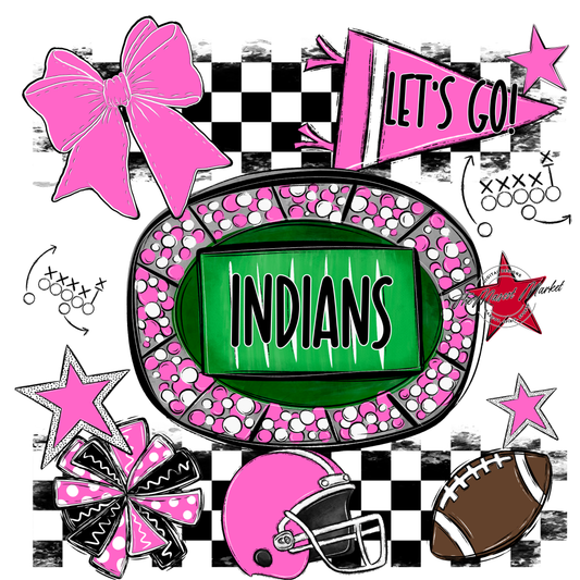 Indians Checkers Spirit Design-Baby Pink