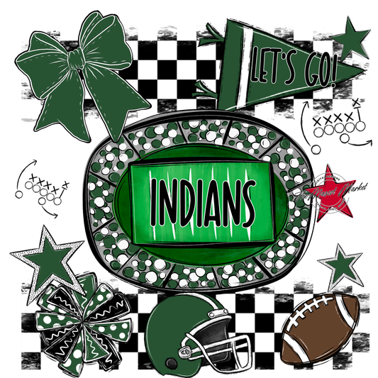 Indians Checkers Spirit Design-Green