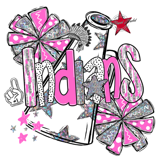 Indians Cheer Megaphone Scrape-Baby Pink