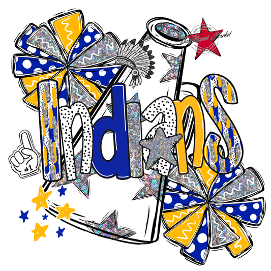 Indians Cheer Megaphone Scrape-Blue-Yellow