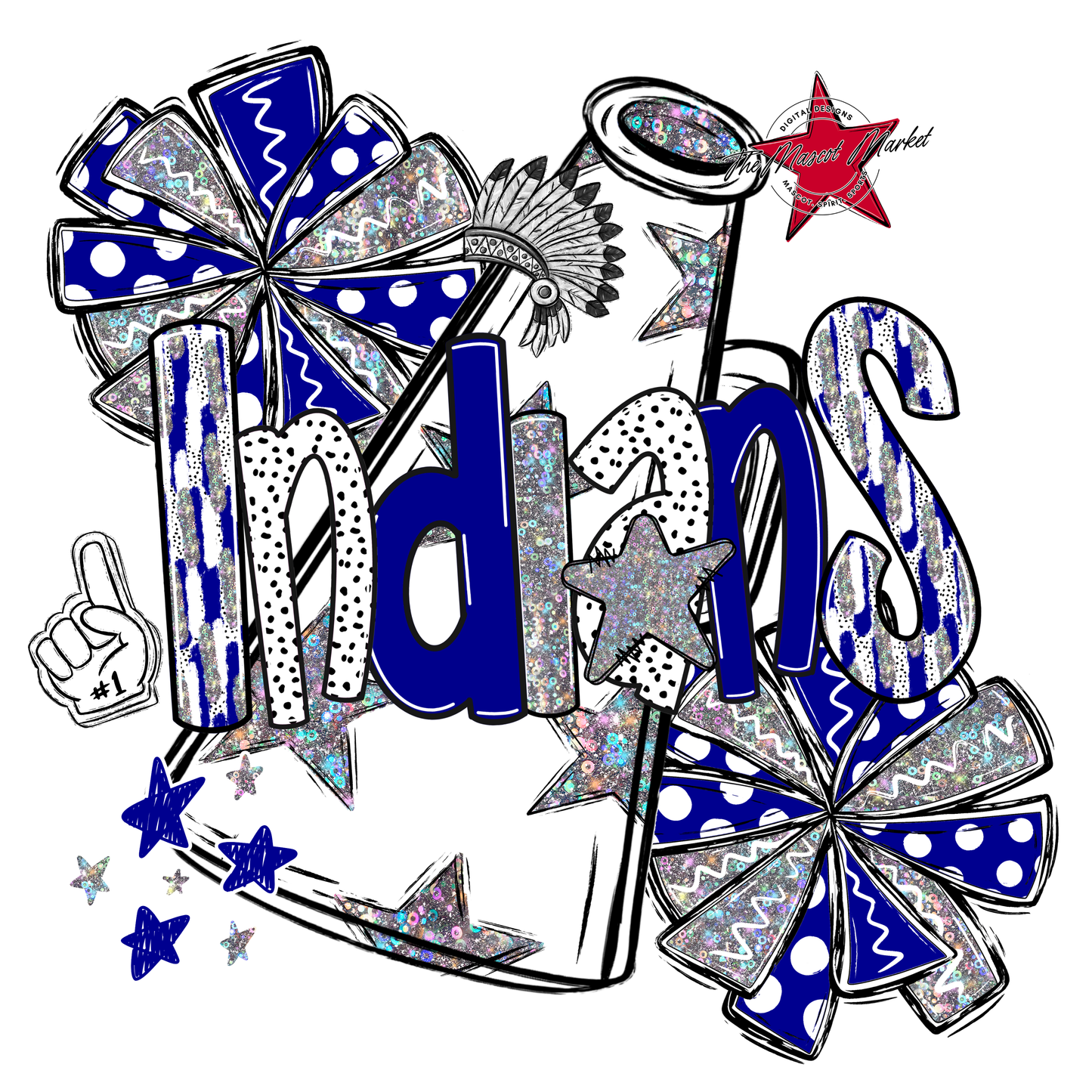 Indians Cheer Megaphone Scrape-Blue